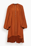 Lanvin Puffy Sleeves Tunic Dress in Chestnuts