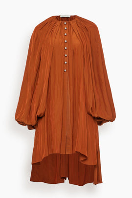Puffy Sleeves Tunic Dress in Chestnuts