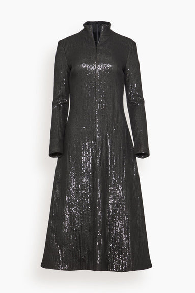 Rosetta Getty Dresses Sequined Zip Up Turtleneck Dress in Black