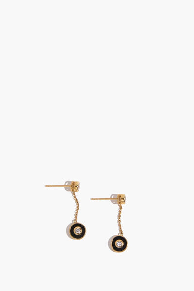 Black Onyx Mini Starburst Saucer Earring in 18k Yellow Gold