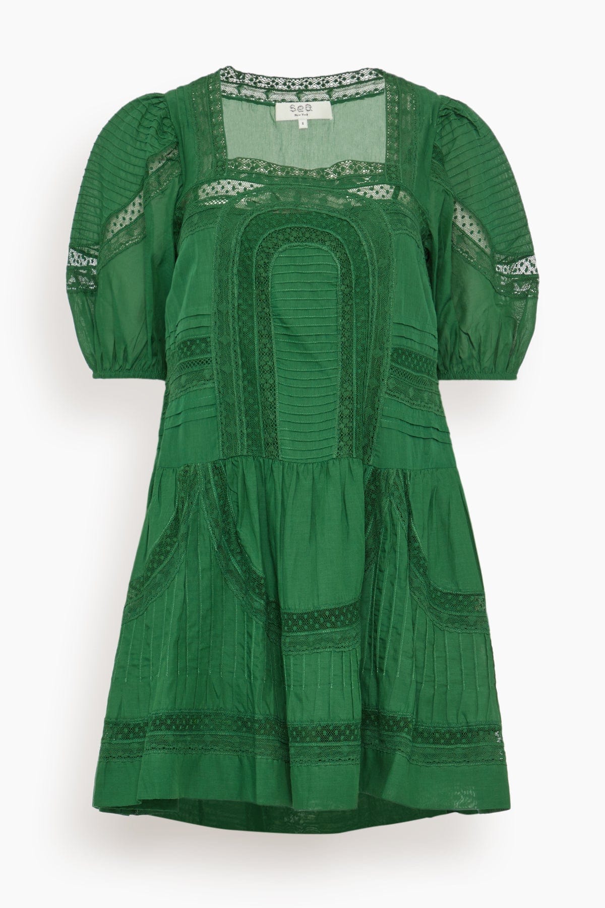 Sea Franca Lace Short Sleeve Dress in Green