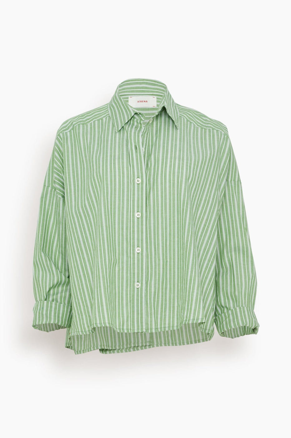 Xirena Tops Riley Shirt in Matcha Stripe