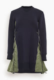 Sacai Casual Dresses Sponge Sweat x Nylon Twill Dress in Navy x Khaki Sacai Sponge Sweat x Nylon Twill Dress in Navy x Khaki