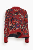 Sacai Floral Jacquard Knit Pullover in Bordeaux