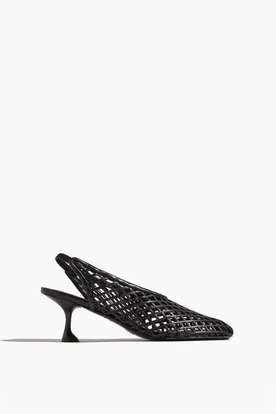 Tee Perforated Slingback Pumps in Black