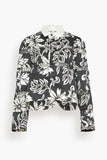 Sacai Tops Floral Print Rugby Shirt in Black