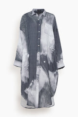 R13 Jumbo Shirtdress in Bleached Black Stripe Hampden Clothing