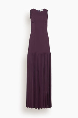Stretch Cady Crepe Sleeveless Fringed Dress in Ruby