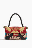 Rianna & Nina Top Handle Bags One of a Kind Bonbon Embroidery Bag in Black Strap/Burgundy Flap