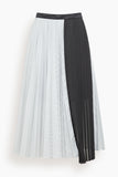 Poplin Skirt in Off White Stripe x Black