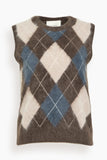 Lisa Yang Yasmin Vest in Wood/Night Fall/Sand/Cream Argyle Brushed