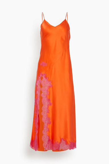 Dannijo Dresses Lace Applique High Slit Slip in Tangerine