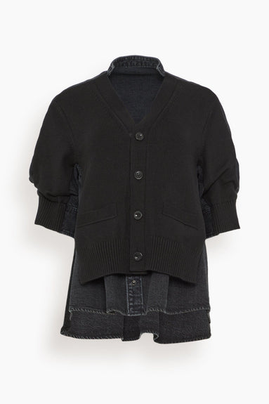 Sacai Tops Denim x Knit Cardigan in Black Sacai Denim x Knit Cardigan in Black