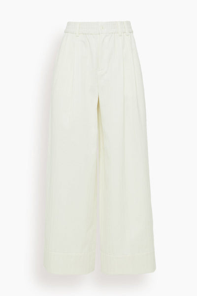 Embroidered Elastic Waist Jumbo Trouser in Marshmallow