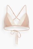 Kiki De Montparnasse Lace Inset String Bikini Top in Buff