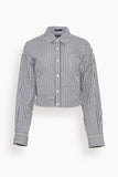 R13 Split Hem Boyfriend Shirt in Black and White Stripe