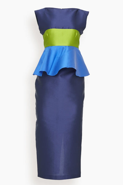 Cy Dress in Marine/Anis/Cobalt
