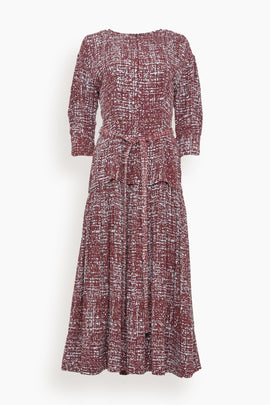 Harlow Dress in Oxblood Multi