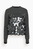 Sacai Sequin Embroidery Wool Knit Pullover in Gray/Black