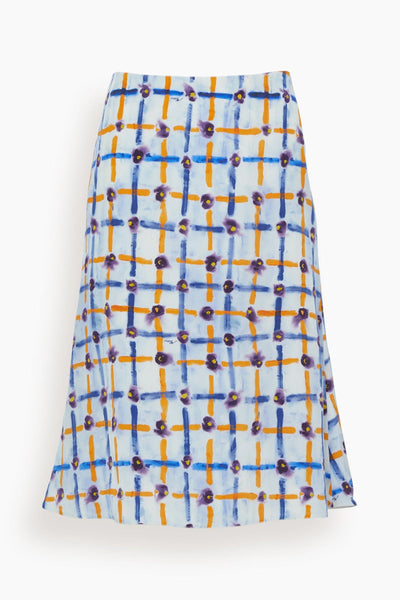 Saraband Crepe de Chine Skirt in Light Blue