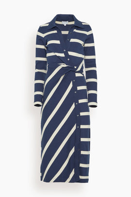 Ellicot Dress in Maritime Blue/Cream Wide Stripe