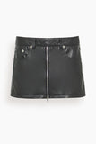 R13 Front Zip Leather Skort in Black