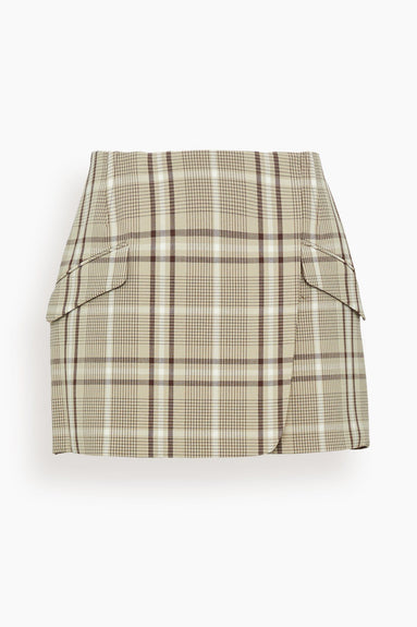 Simkhai Skirts Payton Wrap Mini Skirt in Sand Plaid Simkhai Payton Wrap Mini Skirt in Sand Plaid