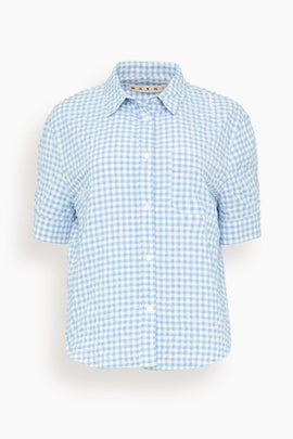Checked Seersucker Shirt in Light Blue
