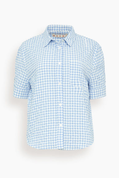 Marni Tops Checked Seersucker Shirt in Light Blue Checked Seersucker Shirt in Light Blue