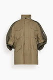 Sacai Cotton Weather Jacket in Beige x Dark Khaki
