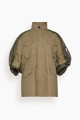 Cotton Weather Jacket in Beige x Dark Khaki