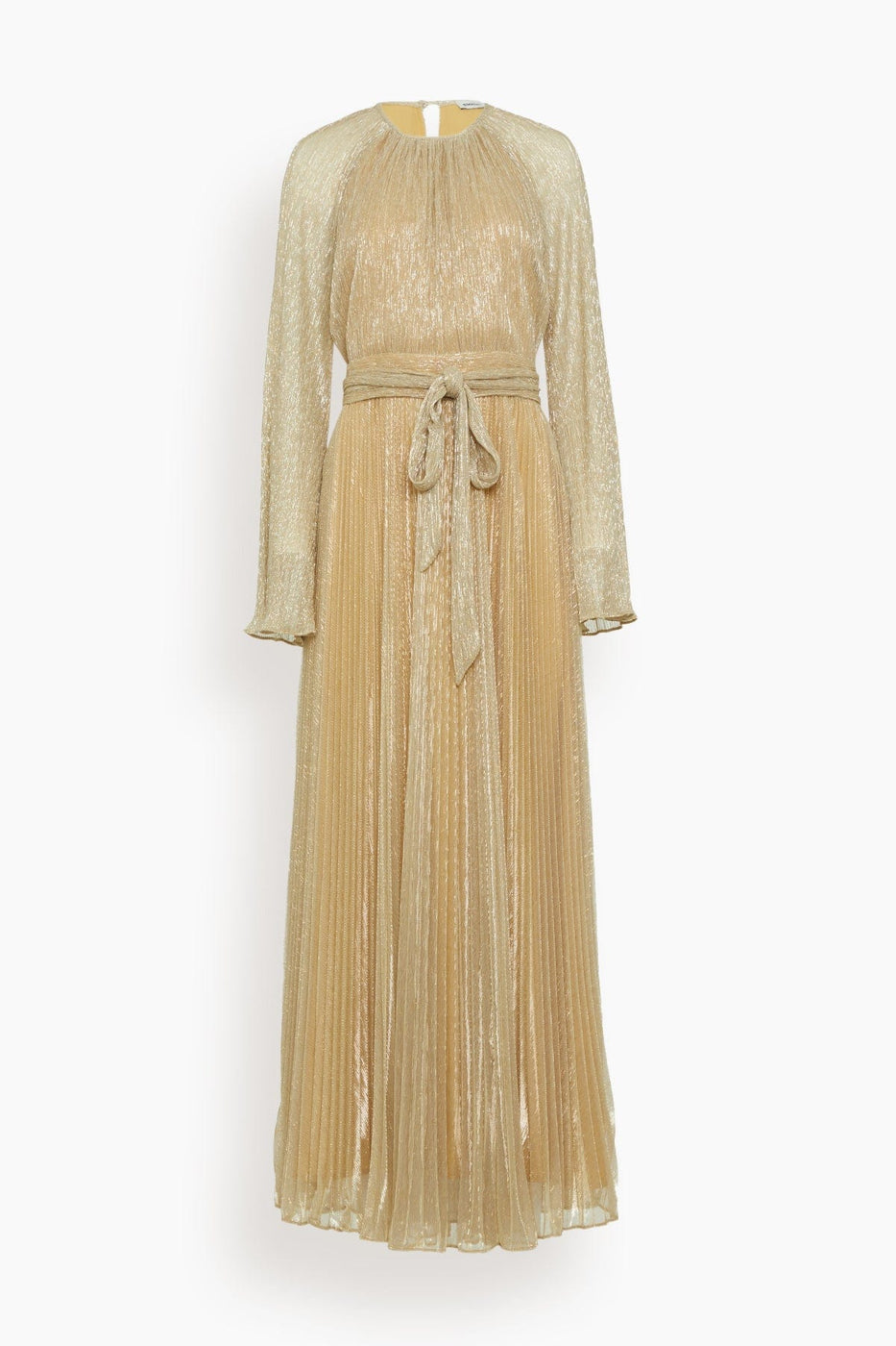 Simkhai Gowns Long Sleeve Belted Gown in Luxor Gold Simkhai Long Sleeve Belted Gown in Luxor Gold