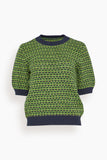 Toast Jacquard Knitted Cotton Top in Green Multi