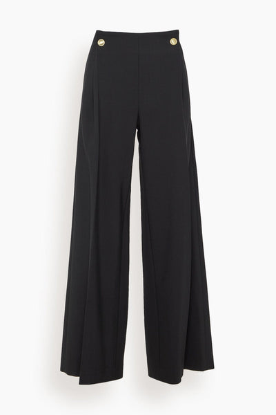 Button Pleat Pant in Black