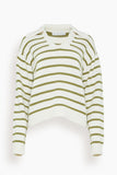 Proenza Schouler White Label Sweaters Stripe Murphy Sweater in Chalk/Willow Proenza Schouler White Label Stripe Murphy Sweater in Chalk/Willow