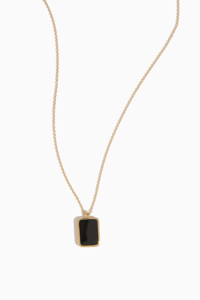 Onyx Tag Pendant Necklace in Gold
