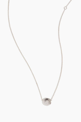 Mini Saucer Pendant Necklace in 18k White Gold