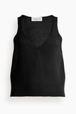 Brandon Maxwell The Reese V-Neck Knit Tank in Black