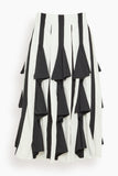 Lanvin Pleated Midi Skirt in Ecru/Black