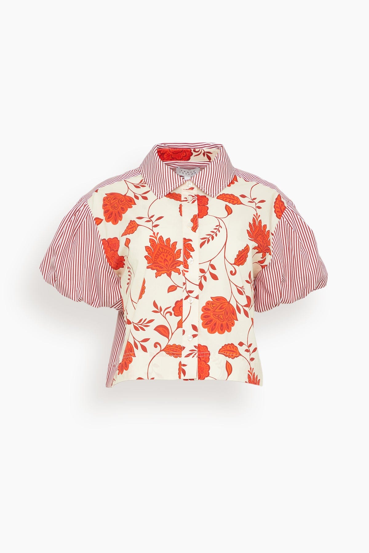 Tanya Taylor Elza Top in Cream/Tomato