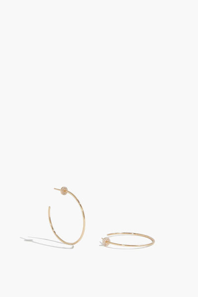 Pave Stud Hoops in 14K Yellow Gold