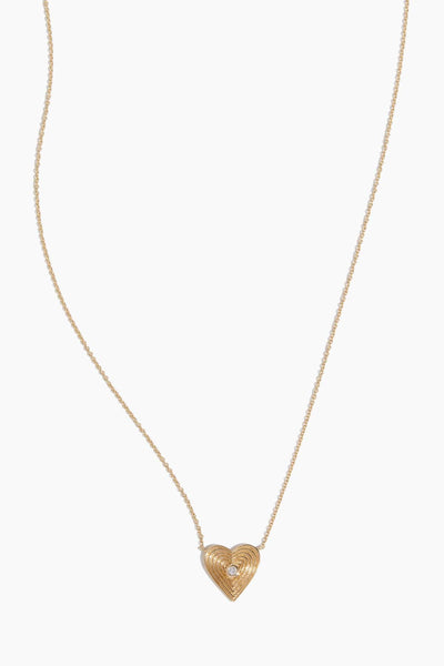 Fluted Heart Necklace in 14k Yellow Gold