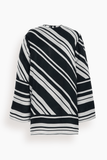 Brandon Maxwell The Leni Long Sleeve Tunic Dress in Black/White Stripe