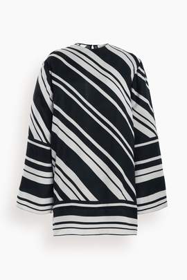 The Leni Long Sleeve Tunic Dress in Black/White Stripe