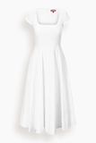 Staud Short Sleeve Wells Dress in White