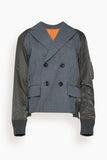 Sacai Suiting x Nylon Twill Jacket in Gray x Dark Khaki