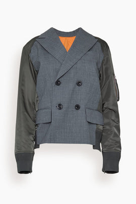 Suiting x Nylon Twill Jacket in Gray x Dark Khaki