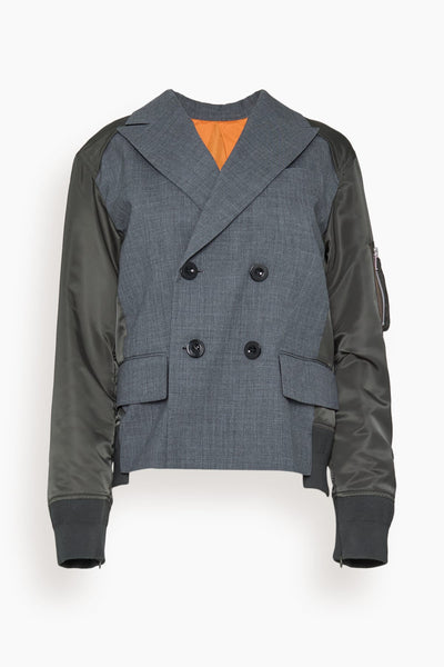 Suiting x Nylon Twill Jacket in Gray x Dark Khaki