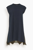 Sacai Casual Dresses Satin x Cotton Jersey Dress in Navy x Khaki Sacai Satin x Cotton Jersey Dress in Navy x Khaki