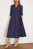 Tanya Taylor Casual Dresses Long Sleeve Midi Shivon Dress in Maritime Blue Tanya Taylor Long Sleeve Midi Shivon Dress in Maritime Blue | Hampden Clothing